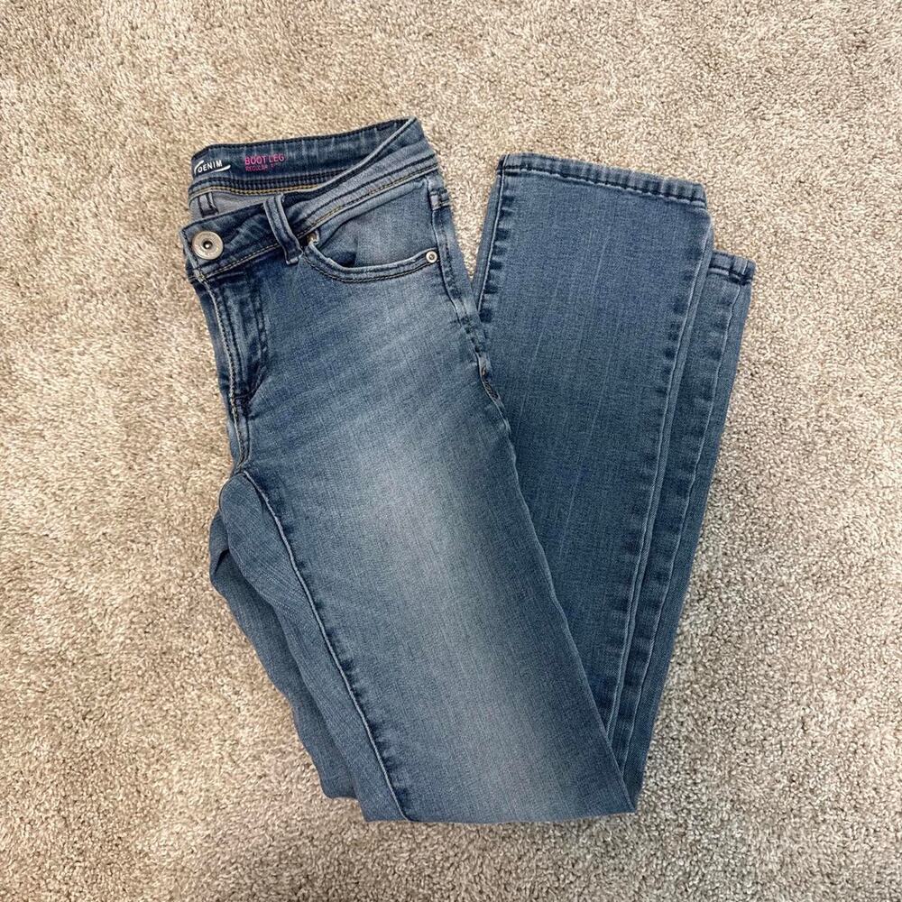INC International Concepts Bootcut Jeans Women's 0P Denim Regular Fit Petite